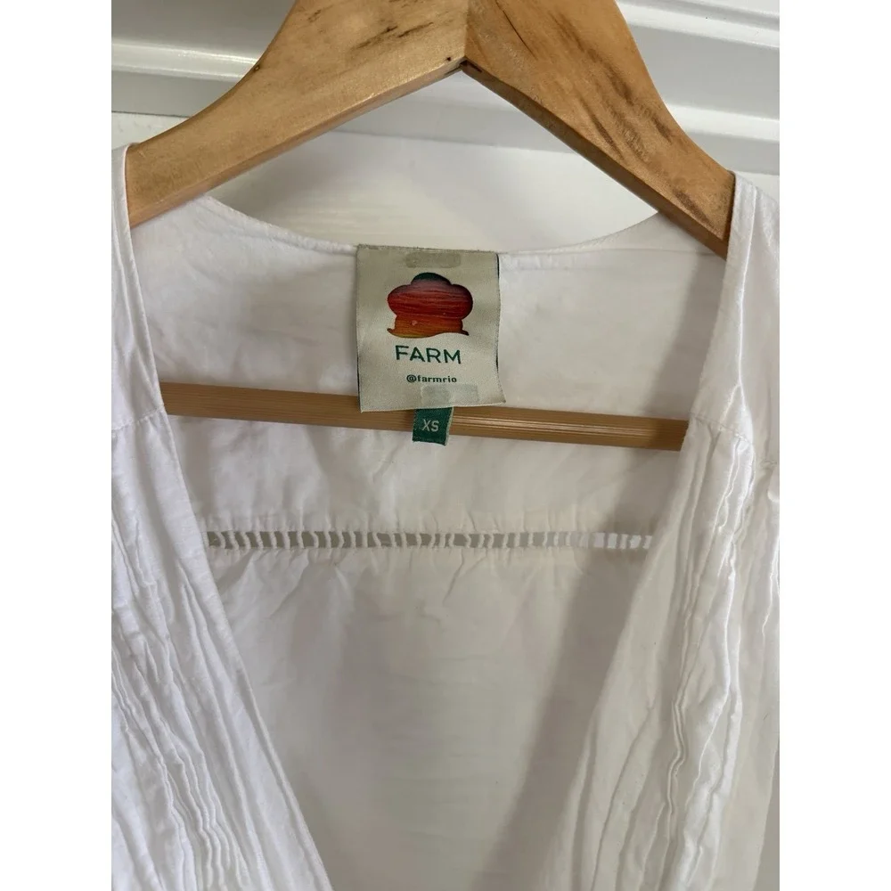 Farm Rio White Cotton Lace Long Sleeve Boho Crop Top XS